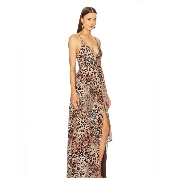 Michael Costello x REVOLVE Natalia Gown in Brown Animal Medley - Picture 2 of 11